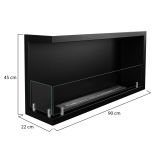 Camino a Bioetanolo Nero Capacità 1.5 lt Superficie Riscaldabile 30 90x22x45h cm, Potenza (kw) 3 - Garzeno