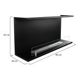 Camino a Bioetanolo Nero Capacità 1.5 lt Superficie Riscaldabile 30 90x24x45h cm, Potenza (kw) 3 - Novaledo