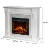 Camino Elettrico Bianco Superficie Riscaldabile 30 Potenza (kw) 0.9-1.8 121x38x108h cm, Indoor - Prasco