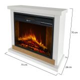 Camino Elettrico Bianco Superficie Riscaldabile 30 Potenza (kw) 0.9-1.8 75x28x70h cm, Indoor - Stia