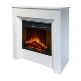 Camino Elettrico Bianco Superficie Riscaldabile 30 Potenza (kw) 0.9-1.8 96x35x96h cm, Indoor - Alfaedo