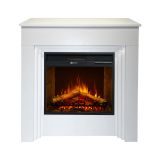 Camino Elettrico Bianco Superficie Riscaldabile 30 Potenza (kw) 0.9-1.8 96x35x96h cm, Indoor - Alfaedo