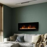 Camino elettrico Dtamburin, Stufa elettrica, Focolare elettrico a parete, Caminetto moderno, Made in Italy, 11x127 h50 cm, Nero