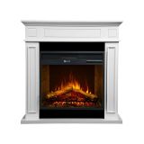 Camino elettrico Dvergar, Stufa elettrica, Focolare elettrico a parete, Caminetto moderno, Made in Italy, 90x28 h91 cm, Bianco