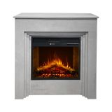 Camino Elettrico Grigio Cemento Superficie Riscaldabile 30 Potenza (kw) 0.9-1.8 96x35x96h cm, Indoor - Sturno