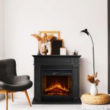 Camino Elettrico Nero Superficie Riscaldabile 30 Potenza (kw) 0.9-1.8 89x28x90h cm, Indoor - Prevalle