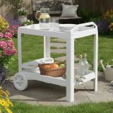 Carrello Bianco 2 Ripiani Ruote 53x74x73h cm, con Portabicchieri Made in Italy - Chidester