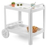 Carrello Bianco 2 Ripiani Ruote 53x74x73h cm, con Portabicchieri Made in Italy - Chidester