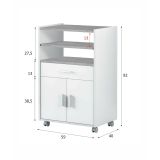Carrello Bianco Ruote un Ripiano 59x40x92h cm, Colore Ripiano Bianco - Akea