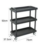 Carrello Libin, Carrello multiuso, Carrello con ruote, Carrello portaattrezzi a 1 ripiano, 100% Made in Italy, 75x38h92 cm, Antracite