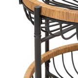 Carrello Marrone Nero 2 Ripiani Ruote 57x56x63h cm, con 2 Cestini in Rattan - Zakopa