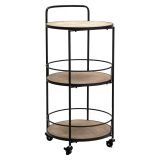 Carrello Marrone Nero 3 Ripiani Ruote 40x42x82h cm, Colore Struttura Nero - Ganaro