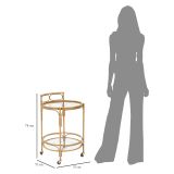 Carrello Marrone Trasparente 2 Ripiani Ruote 51x51x74h cm, Finiture in Rattan - Dalosa