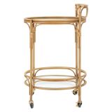 Carrello Marrone Trasparente 2 Ripiani Ruote 51x51x74h cm, Finiture in Rattan - Dalosa