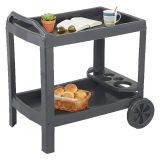 Carrello Nero Antracite 2 Ripiani Ruote 53x74x73h cm, con Portabicchieri Made in Italy - Chidester