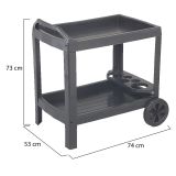 Carrello Nero Antracite 2 Ripiani Ruote 53x74x73h cm, con Portabicchieri Made in Italy - Chidester