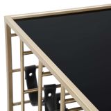 Carrello Nero oro 3 Ripiani Ruote 79x40x82h cm, con Portabottiglie - Druski