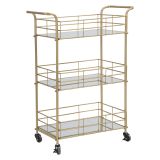 Carrello oro Trasparente Fume 3 Ripiani Ruote 60x31x80h cm, Sfumatura Colore Struttura Fume - Arviat