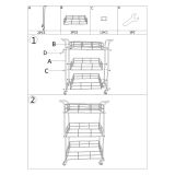 Carrello oro Trasparente Fume 3 Ripiani Ruote 60x31x80h cm, Sfumatura Colore Struttura Fume - Arviat