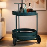 Carrello Verde 2 Ripiani Ruote 45x35x65h cm, Materiale Ripiano in Metallo - Ganamo