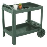 Carrello Verde 2 Ripiani Ruote 53x74x73h cm, con Portabicchieri Made in Italy - Chidester