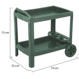 Carrello Verde 2 Ripiani Ruote 53x74x73h cm, con Portabicchieri Made in Italy - Chidester