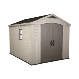 Casetta da Giardino Beige Nero Resistente Agli Agenti Atmosferici Presenza Finestre 256x332x243h cm, Tetto a due Falde - Weyburn