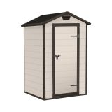 Casetta da Giardino Beige Nero Resistente Agli Agenti Atmosferici Tetto a due Falde 129x103x196h cm, Materiale Tetto in Plastica - Stormlake