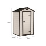 Casetta da Giardino Beige Nero Resistente Agli Agenti Atmosferici Tetto a due Falde 129x103x196h cm, Materiale Tetto in Plastica - Stormlake