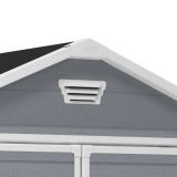 Casetta da Giardino Grigio Bianco Resistente Agli Agenti Atmosferici Presenza Finestre 186x237x227h cm, Tetto a due Falde - Wadena