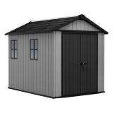 Casetta da Giardino Grigio Nero Lucchettabile, Finitura in Resina Presenza Finestre 230x287x246h cm, Tetto a due Falde - Perham