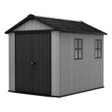 Casetta da Giardino Grigio Nero Lucchettabile, Finitura in Resina Presenza Finestre 230x287x246h cm, Tetto a due Falde - Perham
