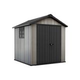 Casetta da Giardino Grigio Nero Resistente Agli Agenti Atmosferici Presenza Finestre 229x224x242h cm, Tetto a due Falde - Sunbury