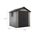 Casetta da Giardino Grigio Nero Resistente Agli Agenti Atmosferici Presenza Finestre 229x224x242h cm, Tetto a due Falde - Sunbury