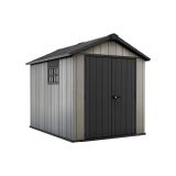 Casetta da Giardino Grigio Nero Resistente Agli Agenti Atmosferici Presenza Finestre 229x287x242h cm, Tetto a due Falde - Warrenton