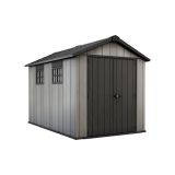 Casetta da Giardino Grigio Nero Resistente Agli Agenti Atmosferici Presenza Finestre 230x350x242h cm, Tetto a due Falde - Zanesville