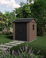 Casetta da Giardino Marrone Nero Resistente Agli Agenti Atmosferici Presenza Finestre 230x224x246h cm, Tetto a due Falde - Oneonta