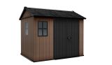 Casetta da Giardino Marrone Nero Resistente Agli Agenti Atmosferici Presenza Finestre 230x287x246h cm, Tetto a due Falde - Perham