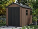 Casetta da Giardino Marrone Nero Resistente Agli Agenti Atmosferici Presenza Finestre 230x287x246h cm, Tetto a due Falde - Perham