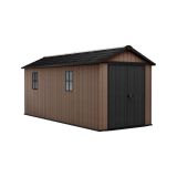 Casetta da Giardino Marrone Nero Resistente Agli Agenti Atmosferici Presenza Finestre 230x539x246h cm, Tetto a due Falde - Roscommon