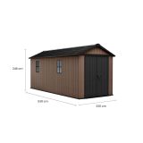 Casetta da Giardino Marrone Nero Resistente Agli Agenti Atmosferici Presenza Finestre 230x539x246h cm, Tetto a due Falde - Roscommon