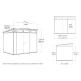 Casetta da Giardino Marrone Noce Nero Lucchettabile, Finitura in Resina Presenza Finestre 277x218x226h cm, Tetto a una Falda - Newberry