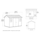 Casetta da Giardino Marrone Noce Nero Lucchettabile, Finitura in Resina Presenza Finestre 350x230x246h cm, Tetto a due Falde - Mcalester