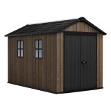 Casetta da Giardino Marrone Noce Nero Lucchettabile, Finitura in Resina Presenza Finestre 350x230x246h cm, Tetto a due Falde - Mcalester