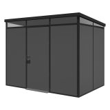 Casetta da Giardino Nero Antracite Nero Pavimento Antiscivolo, con Lucernario, Modulabile Componibile Tetto 1 Falda 300x200x226h cm, Made in Italy