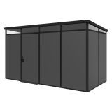 Casetta da Giardino Nero Antracite Nero Pavimento Antiscivolo, con Lucernario, Modulabile Componibile Tetto 1 Falda 400x200x226h cm, Made in Italy