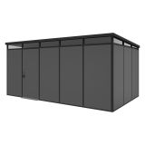 Casetta da Giardino Nero Antracite Nero Pavimento Antiscivolo, con Lucernario, Modulabile Componibile Tetto 1 Falda 500x300x226h cm, Made in Italy