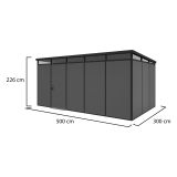 Casetta da Giardino Nero Antracite Nero Pavimento Antiscivolo, con Lucernario, Modulabile Componibile Tetto 1 Falda 500x300x226h cm, Made in Italy