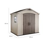 Casetta da giardino Ronsecco, Capanno da esterno, Rimessa da giardino, Ripostiglio per attrezzi, 257x182 h243 cm, Beige