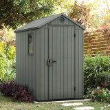Casetta da Giardino Verde Nero Resistente Agli Agenti Atmosferici Presenza Finestre 126x185x205h cm, Tetto a due Falde - Sallisaw